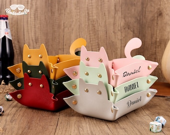 Personalisierte Katzenförmige Würfeltablett - Katzenwürfel Rolltablett, Katzenform Valet Catchall Tablett, DnD Würfel Rolltablett, personalisierte Rollentablett