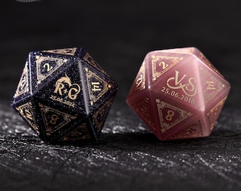 Personalised Wedding Dice - Stone Dice Set, Dnd Dice Set, Dnd Gifts, Gifts for the Couple, Wedding Gifts, Custom D20, Handmade Dice