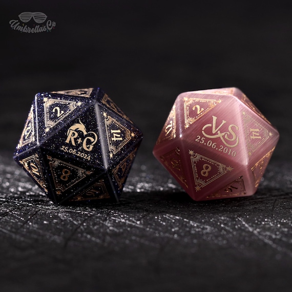 Personalised Wedding Dice - Stone Dice Set, Dnd Dice Set, Dnd Gifts, Gifts for the Couple, Wedding Gifts, Custom D20, Handmade Dice