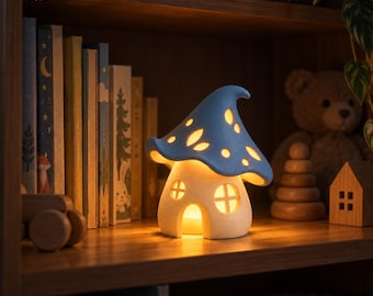 3D Mushroom Cottage Lamp, Whimsical 3D Printed Night Light, Fairycore Home Decor, Cozy Desk Lamp, Mushroom Gift For
