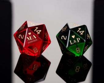 Custom Wedding Dice Gift- Custom D20, Personalised Dnd Gifts, Dungeons and Dragons, Board Game Dice, Gamer Wedding Gift