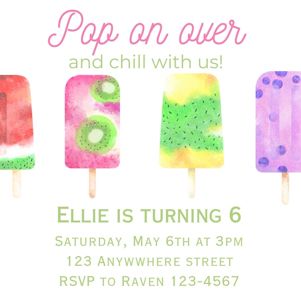 Pop on Over and Chill with us Kids invitation Customizable Editable Digital Template Birthday invitation