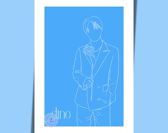 Seventeen Dino Inspired Digital Art Print, KPop Printable Wall Art Poster, Gift for Carat!