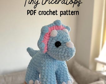 Triceratops Crochet Pattern: Low Sew Dino Plushie (PDF Pattern)