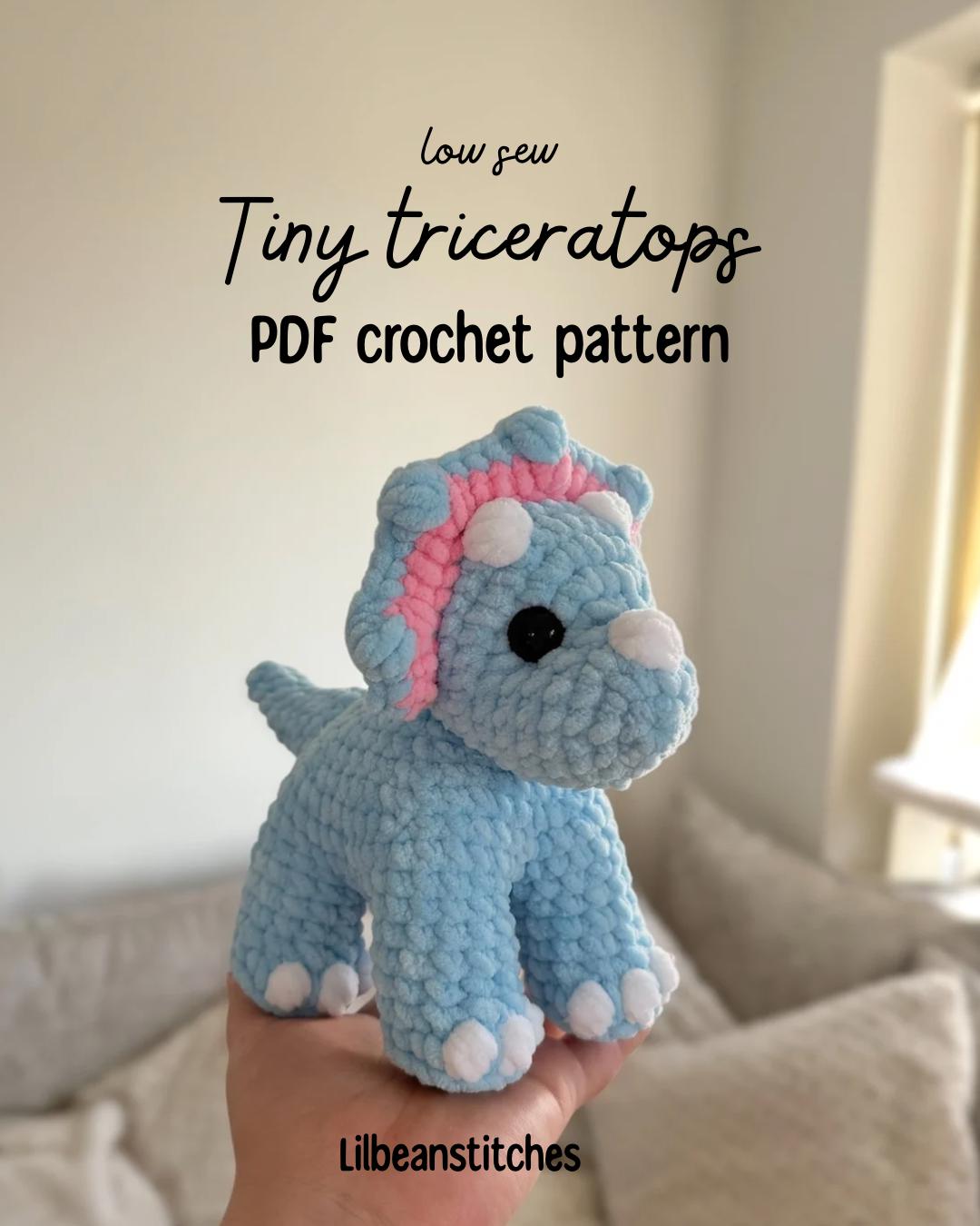 39 Triceratops Crochet Patterns for Dino Lovers, Nursery Decor, and Handmade Gifts 20 Triceratops Crochet Pattern: Low Sew Dino Plushie