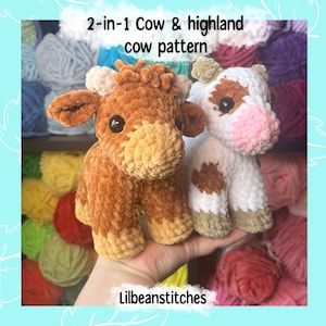 Baby cow pattern, highland cow crochet pattern, small cow crochet pattern,  baby crochet  cow, market crochet pattern, crochet farm animal