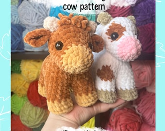 Highland & Baby Cow Crochet Pattern, Farm Animal (PDF Pattern)