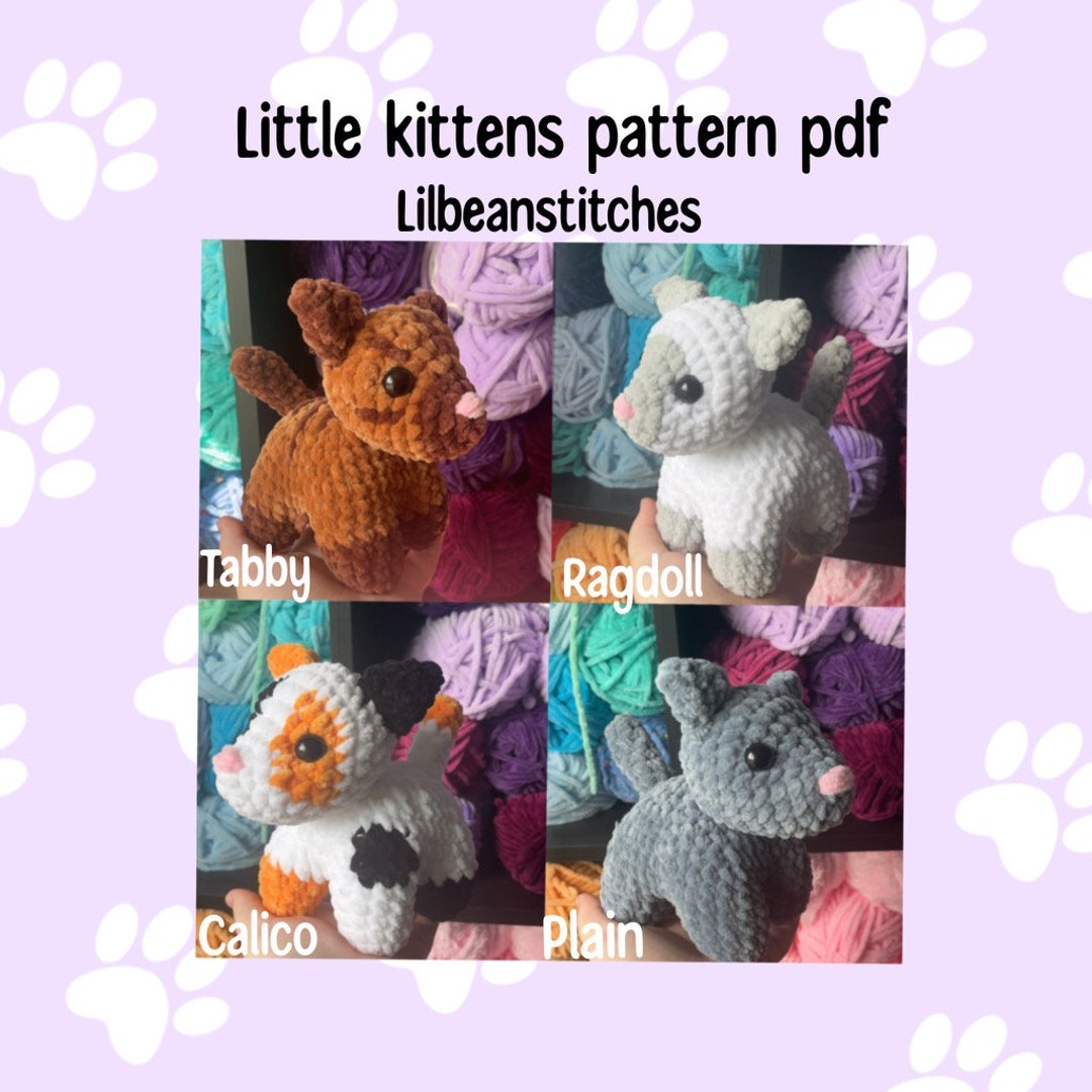 Stiped Cat Pattern Kitten Crochet Pattern, Cat Pattern Crochet, Tabby Cat Pattern, Calico ...