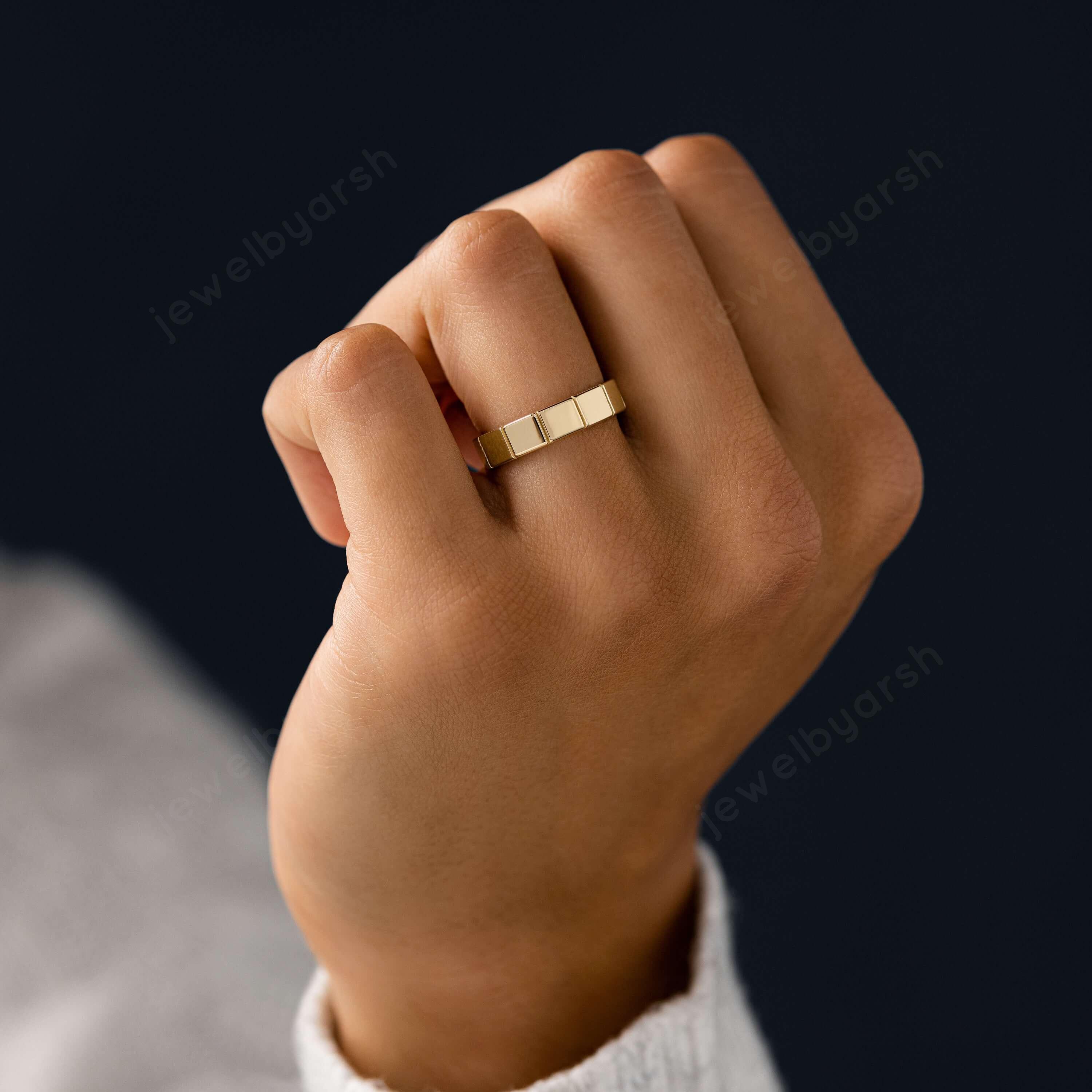 Solid Gold Ice Cube Ring: Unique Handmade Engagement Ring