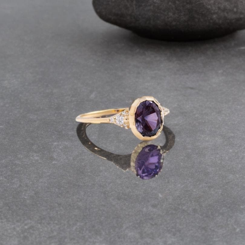 African Amethyst Ring , Sterling Silver Purple  Gemstone Ring, Diamond Filigree Fine Jewelry, February Birthstone Gift