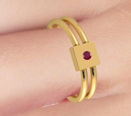 Round Ruby Engagement Ring, Antique 14K Yellow Gold Ring, Elegant Antique Wedding Ring, Promise Gift For Her,