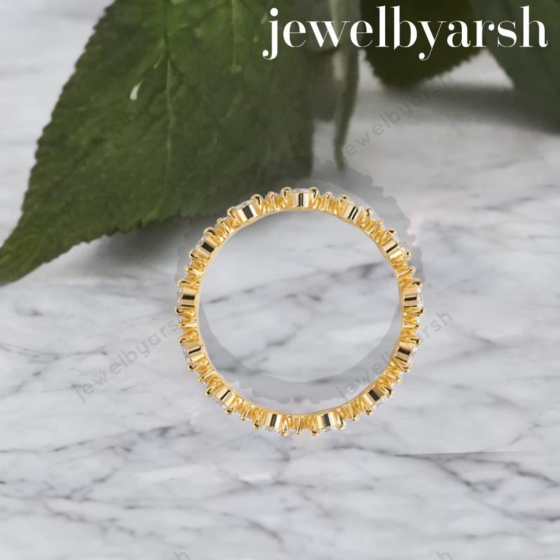 Double Nesting Diamond Ring Band In 14K Yellow Gold | 39 Round Diamond Wedding Ring | Minimal Luxury Bridal Ring | Handmade Fine Jewelry