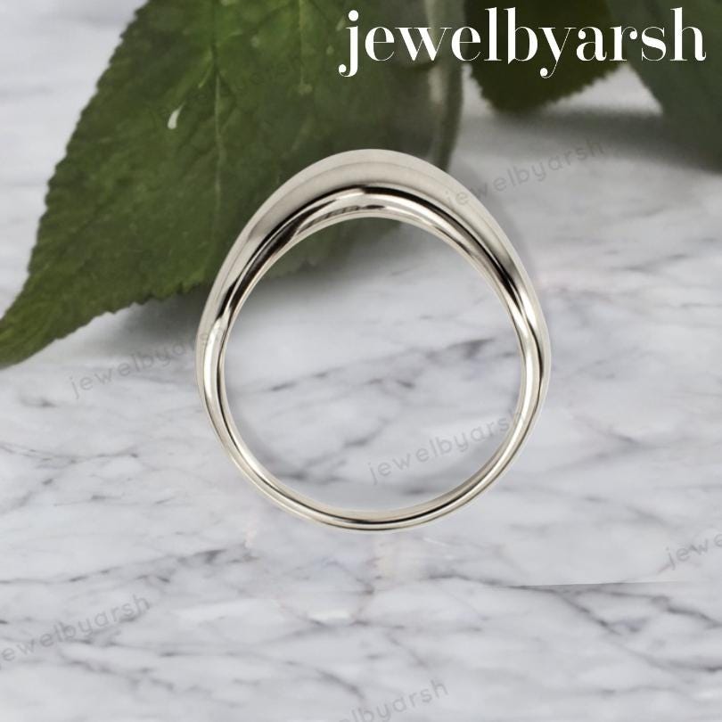 18K Gold Wave Ring, Curved Nesting Band, Minimalist Wedding Ring, 925 Sterling Silver Gold Plated Ring