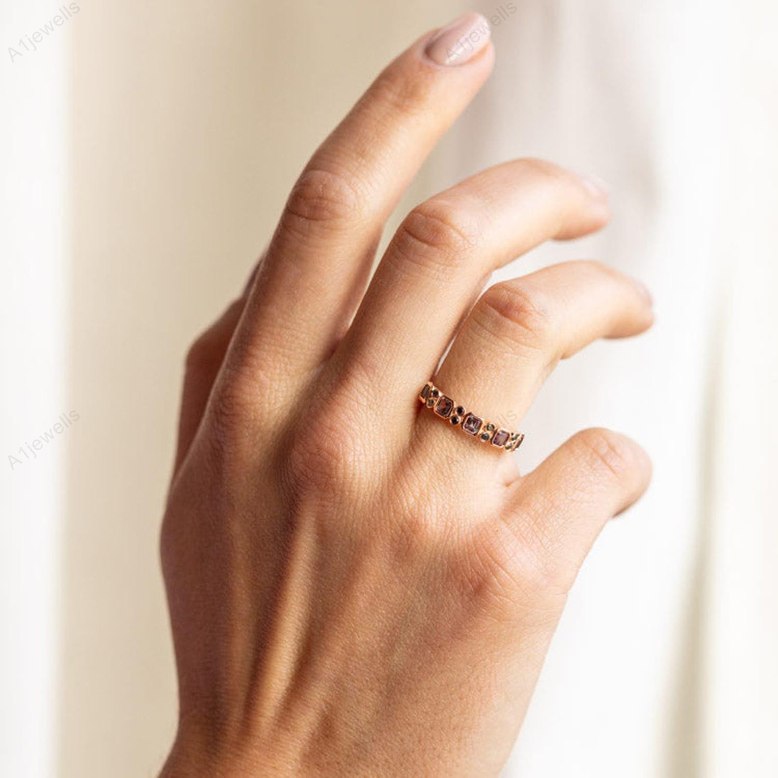 Alexandrite Ring, Princess Cut Lab Created Alexandrite, 925 Sterling Silver Statement Ring, June Birthstone, Birthday Gift For Her