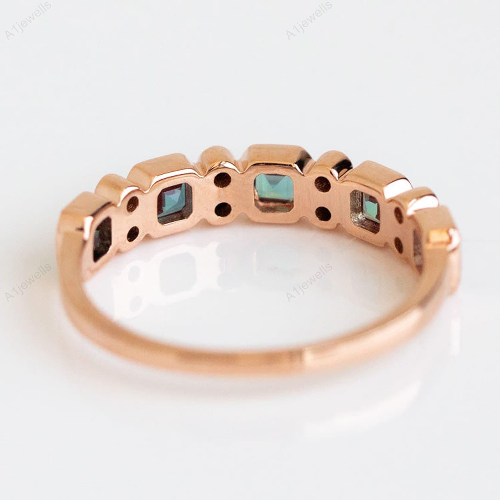 Alexandrite Ring, Princess Cut Lab Created Alexandrite, 925 Sterling Silver Statement Ring, June Birthstone, Birthday Gift For Her