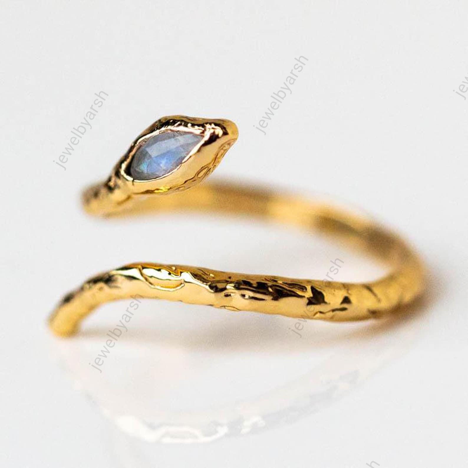 Marquise Labradorite Snake Ring , Rainbow Labradorite Ring, Labradorite Crystal Ring, Dainty Promise Ring, Unique Labradorite Ring,