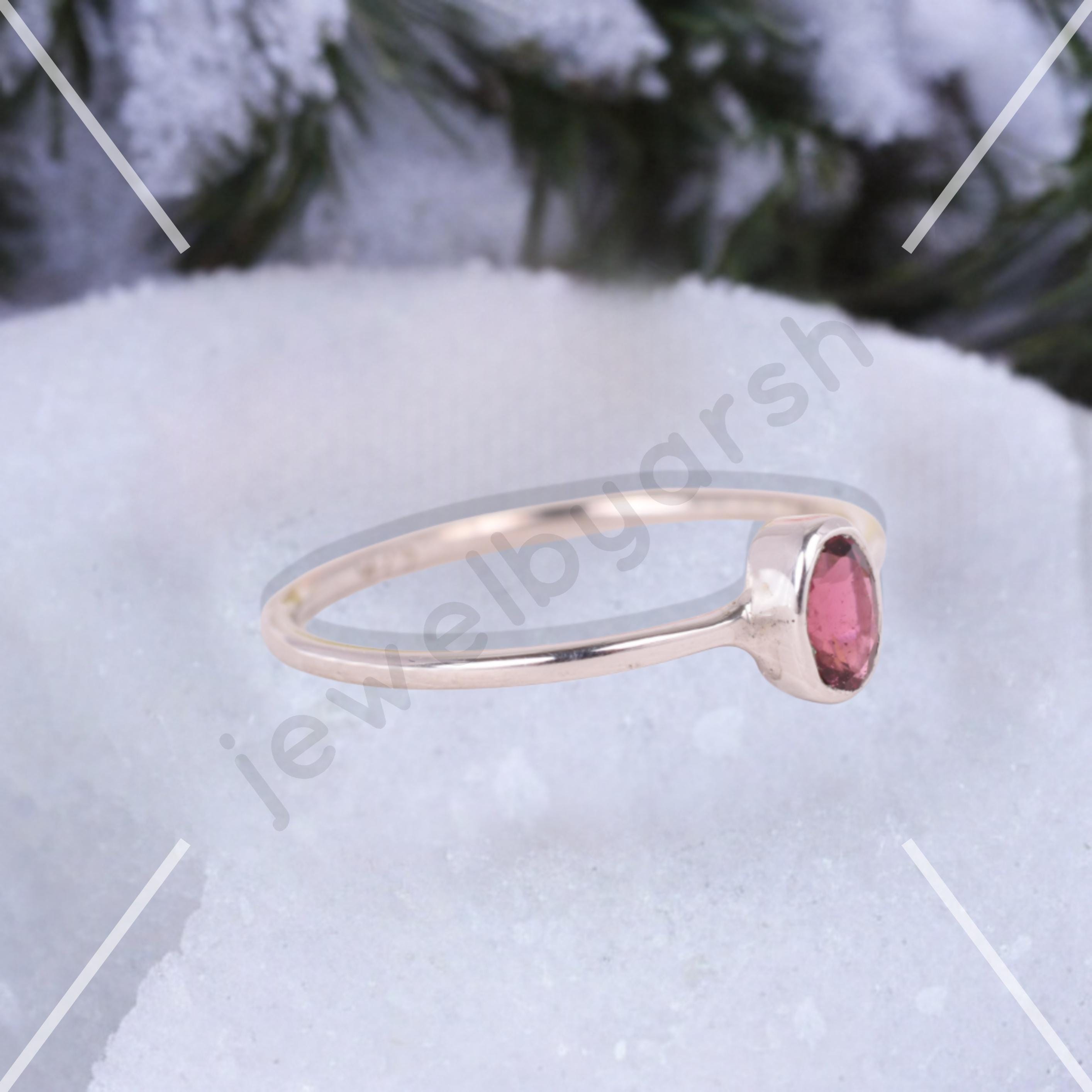6x8mm Oval Lab Created Ruby Ring, Gold Micron Plated 925 Sterling Silver, Bezel Set Red Ruby Ring, Dainty Gemstone Jewelry