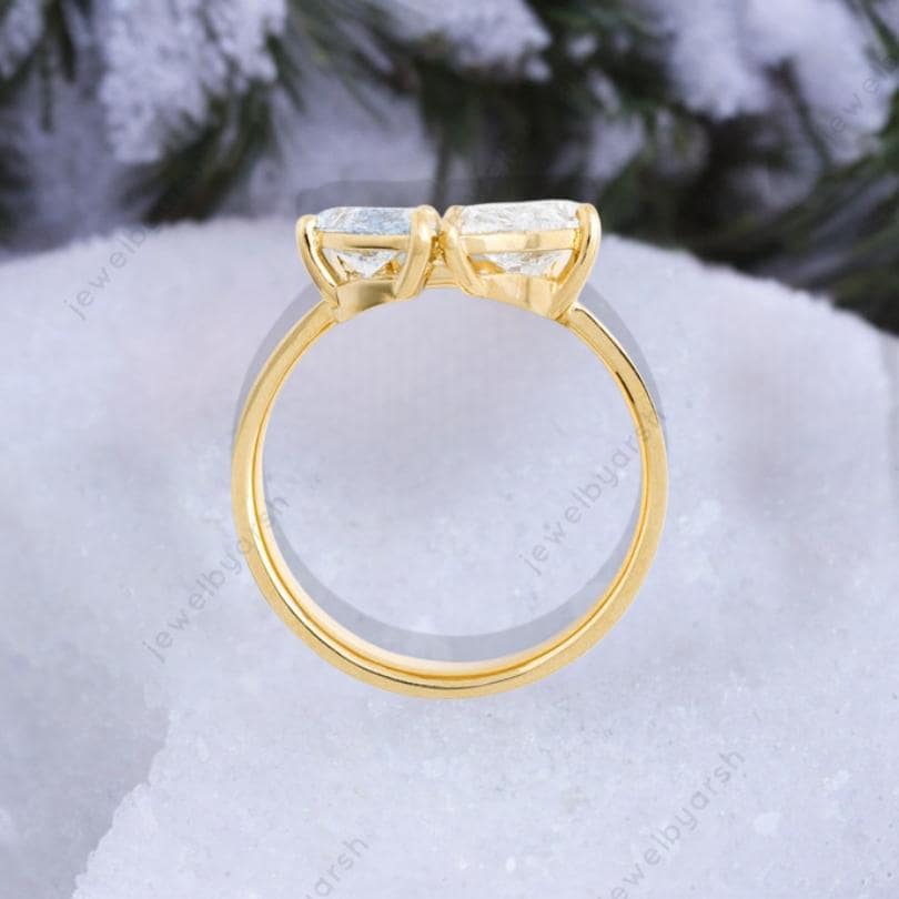 Yellow Gold Moissanite Pear Signet Ring â€¢ Unisex Minimalist Style