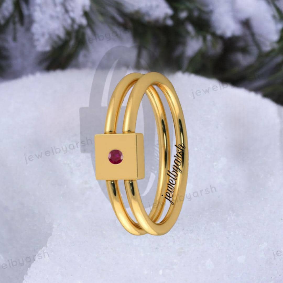 Round Ruby Engagement Ring, Antique 14K Yellow Gold Ring, Elegant Antique Wedding Ring, Promise Gift For Her,