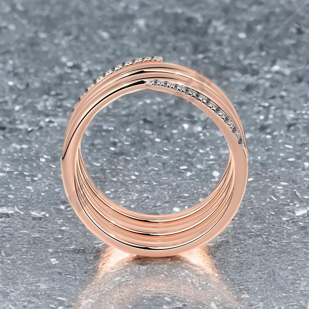 Spiral Diamond Ring â€“ Open Adjustable Ring With Diamonds On Both Ends, Minimalist Gold Spiral Ring, Modern Handmade Jewelry