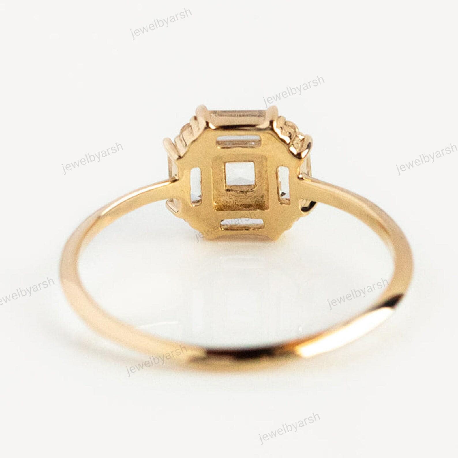Unique Inspired Art Deco Cz Diamond Engagement Ring, Baguette Cut Wedding Ring, Art Deco Minimalist Ring, Unique Personalized Gift Rings