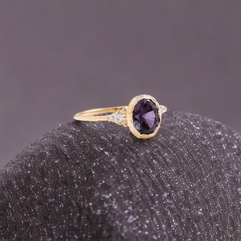 African Amethyst Ring , Sterling Silver Purple  Gemstone Ring, Diamond Filigree Fine Jewelry, February Birthstone Gift