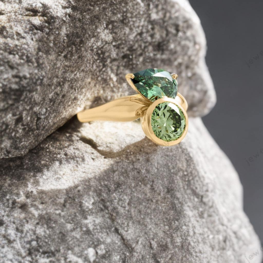 Modern Peridot Toi Et Moi Ring: 18K Solid Gold Promise Ring