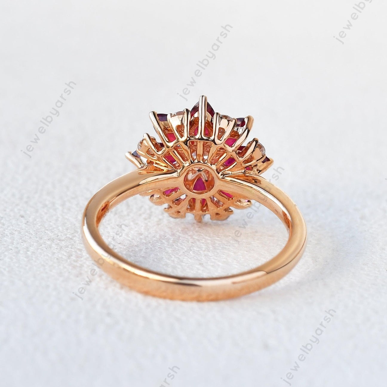 Floral Moissanite Ring, Colorless Lab Created Moissanite Flower Ring, 925 Sterling Silver, April Birthstone