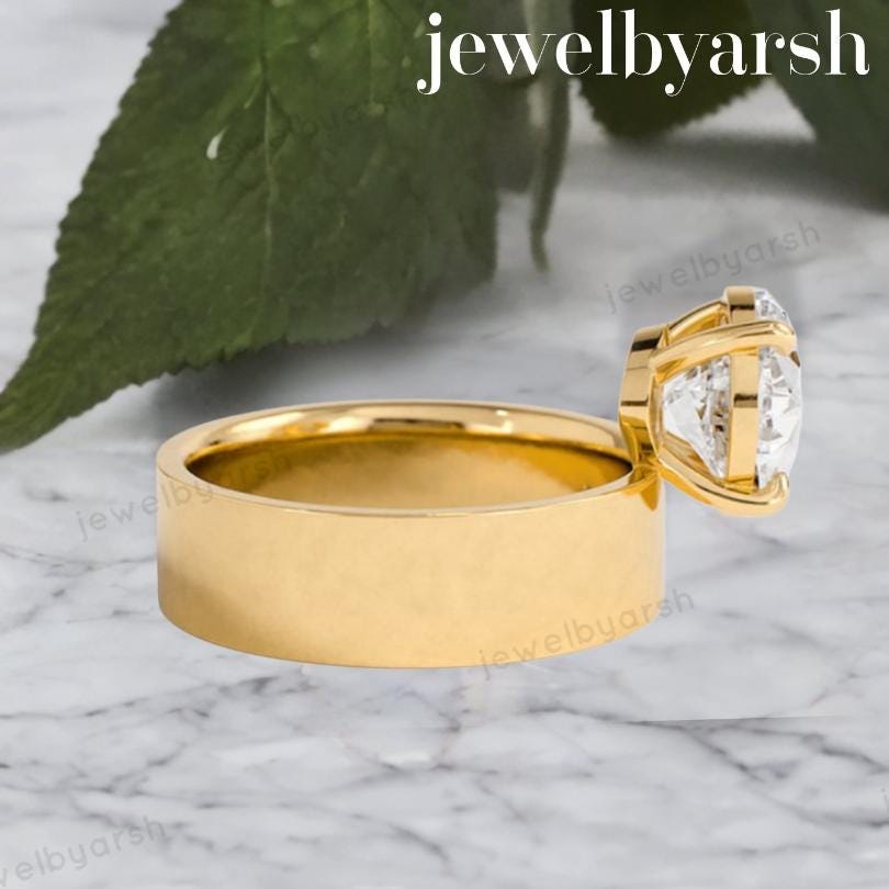 Oval Moissanite Signet Ring, Yellow Gold Ring, Unisex Moissanite Bridal Ring, 925 Sterling Silver Band, Oval Solitaire Engagement Ring