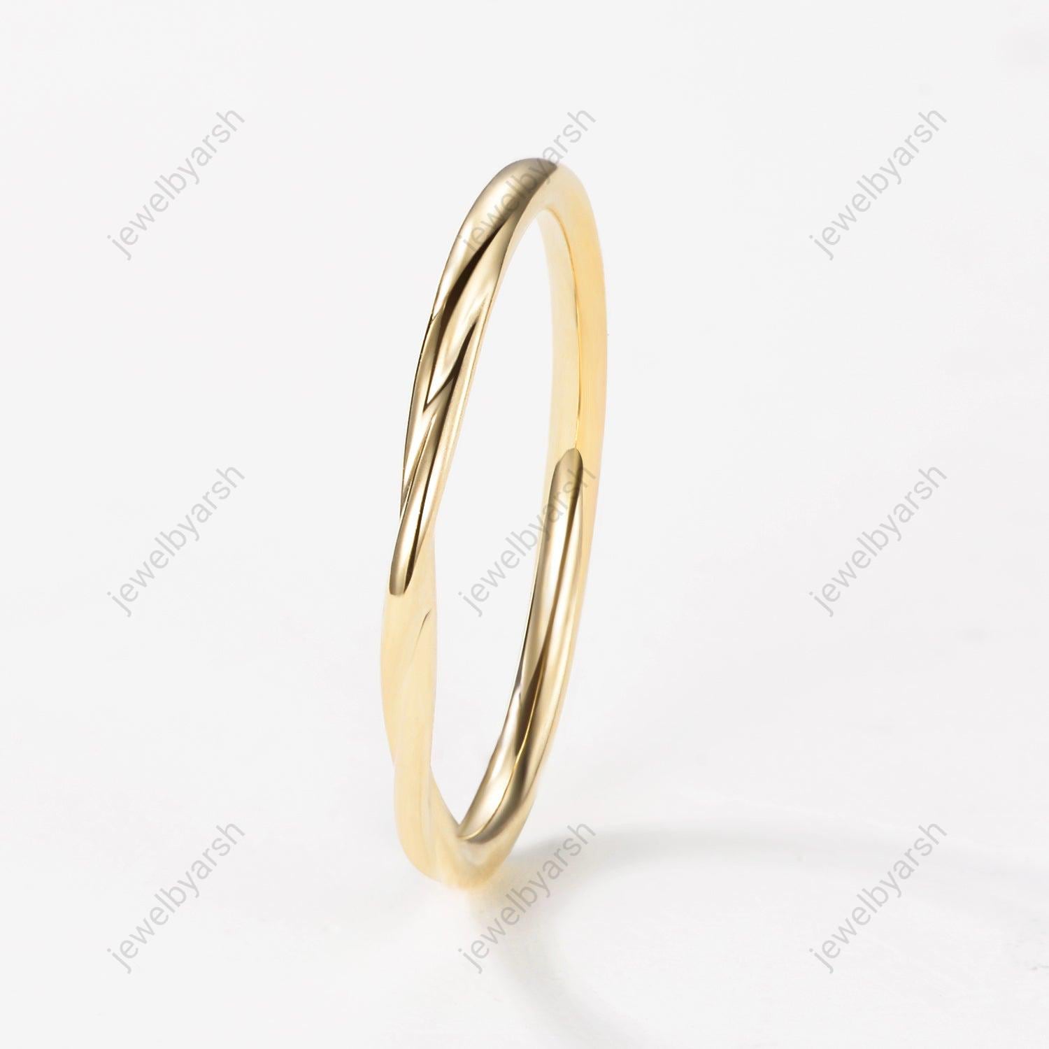 2MM 14K Yellow Gold Ring, Thin Minimalist Band, 925 Sterling Silver Ring, Gold Plated Stacking Ring, Wedding Band