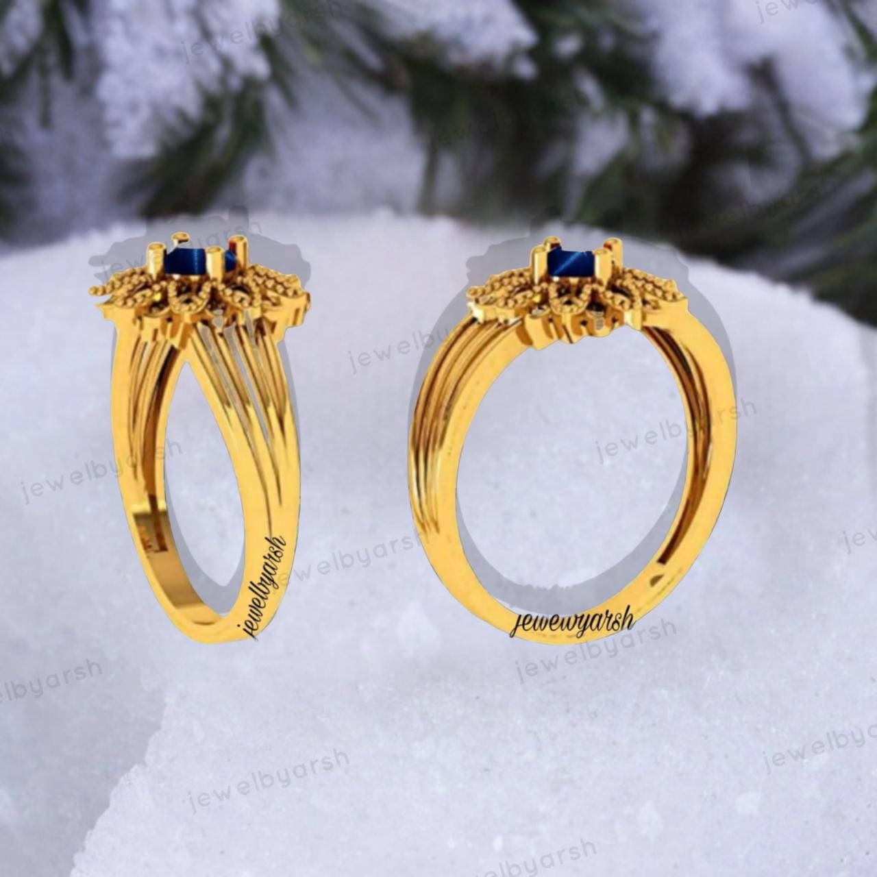 Blue Star Sapphire Ring, Yellow Gold Sun Design Ring, Lab Created Blue Sapphire Ring, September Birthstone Ring, Round Sapphire Promise Ring