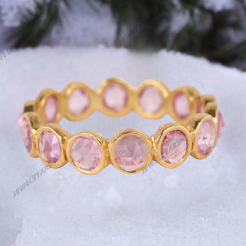 Pink Sapphire Full Eternity Band: September Birthstone Stacking Ring