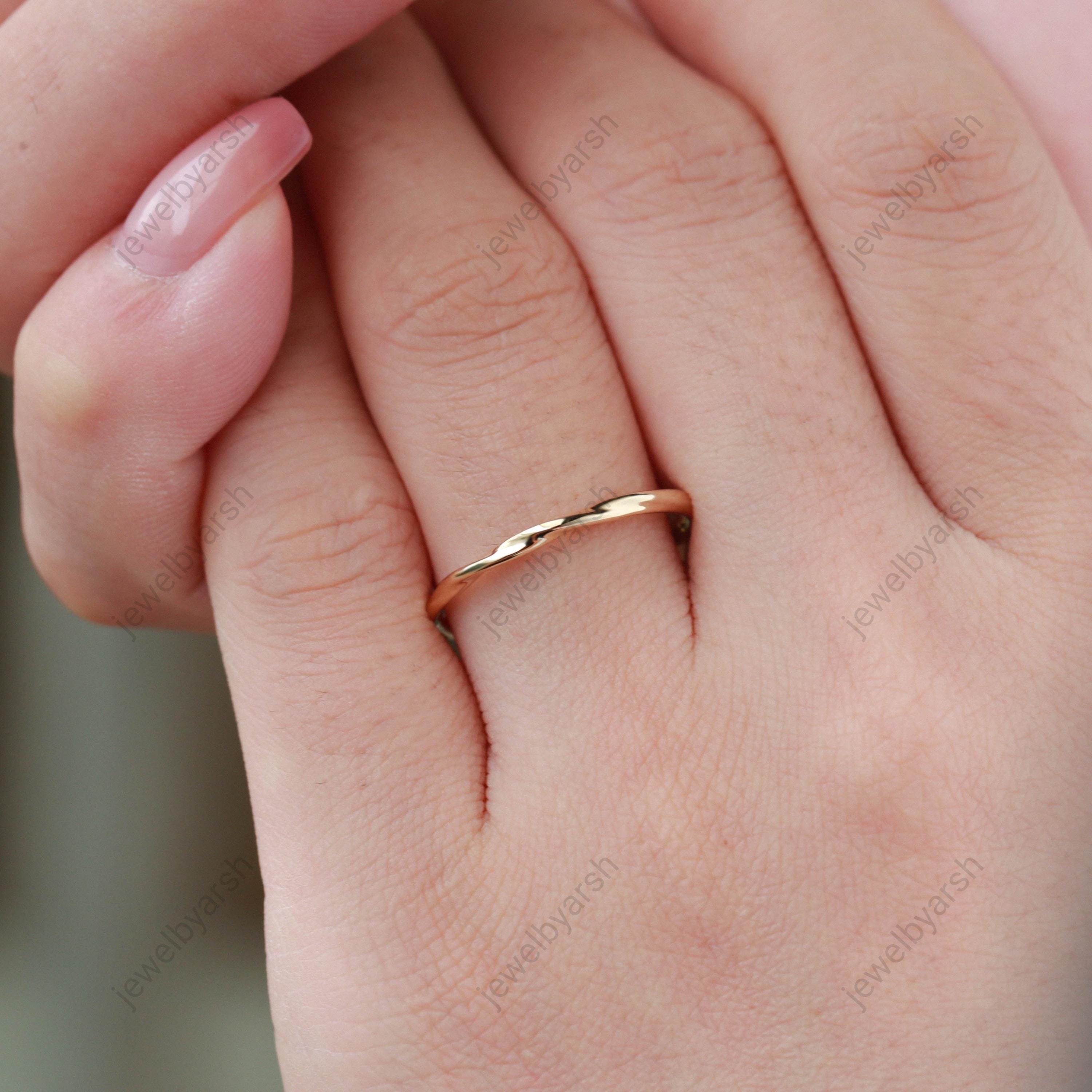 2MM 14K Yellow Gold Ring, Thin Minimalist Band, 925 Sterling Silver Ring, Gold Plated Stacking Ring, Wedding Band
