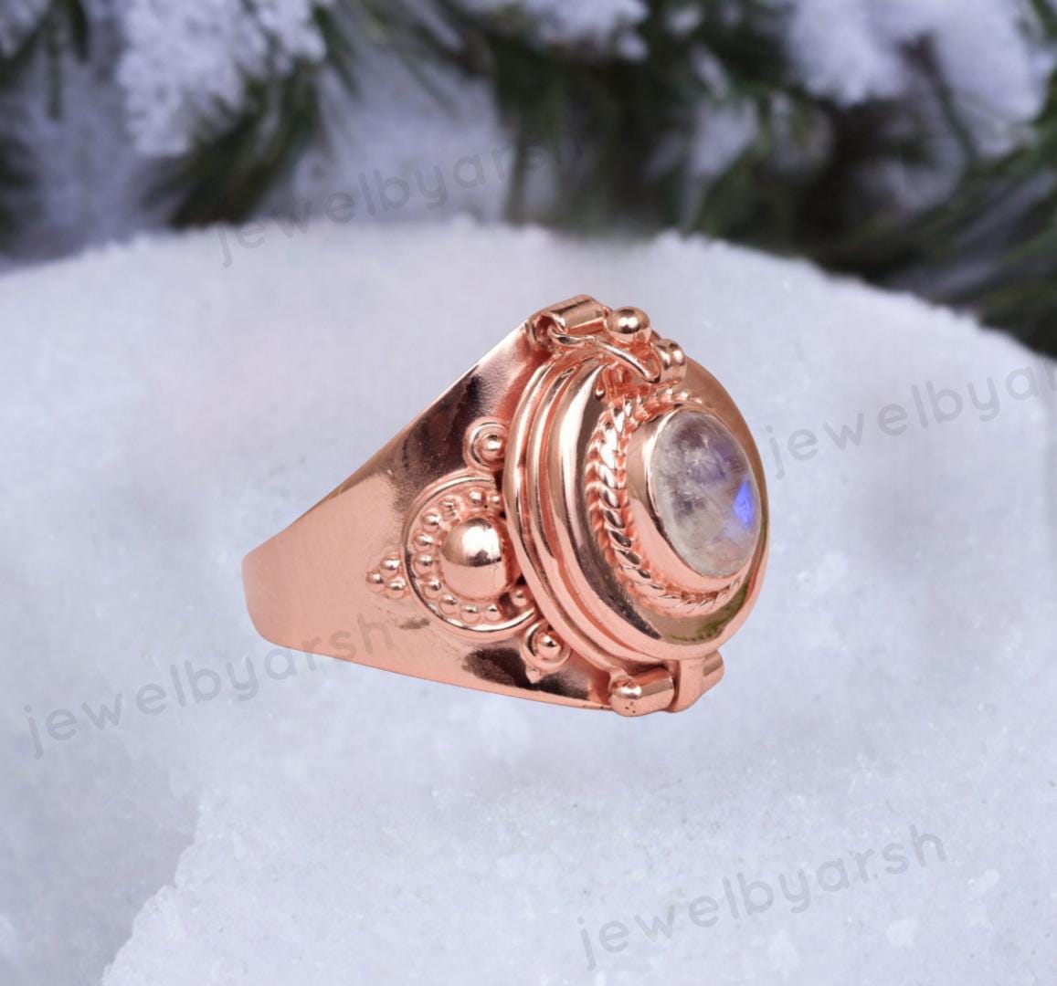 Oval Shape Moonstone Box Ring, 925 Sterling Silver Ring, June Birthstone Moonstone Ring, Hidden Box Ring Openable Position, Signet Ring