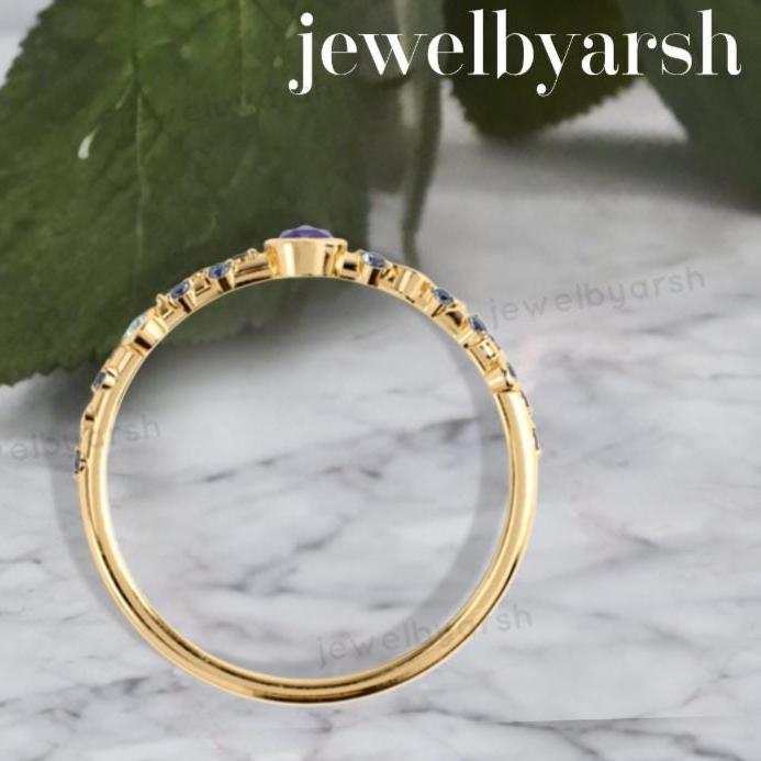 14K Gold Sapphire Aquamarine Bracelet, Blue Sapphire & Aquamarine Bangle, 925 Sterling Silver Gemstone Bracelet, Anniversary Gift