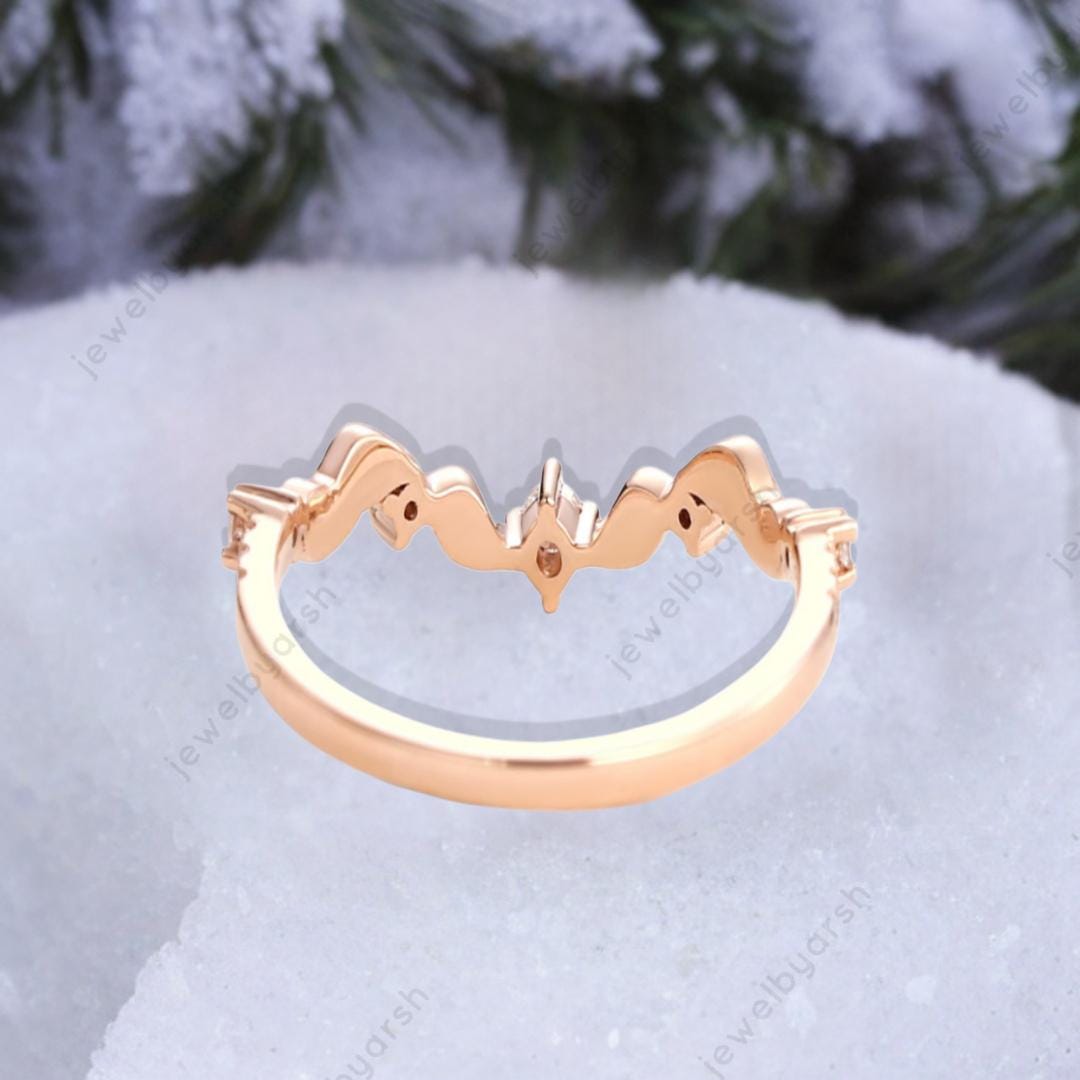 Round Moissanite Leaf Design Ring â€¢ Handmade Nature Inspired UK Jewelry â€¢ Elegant Gift For Women, Romantic Nature Inspired Jewelry For Her