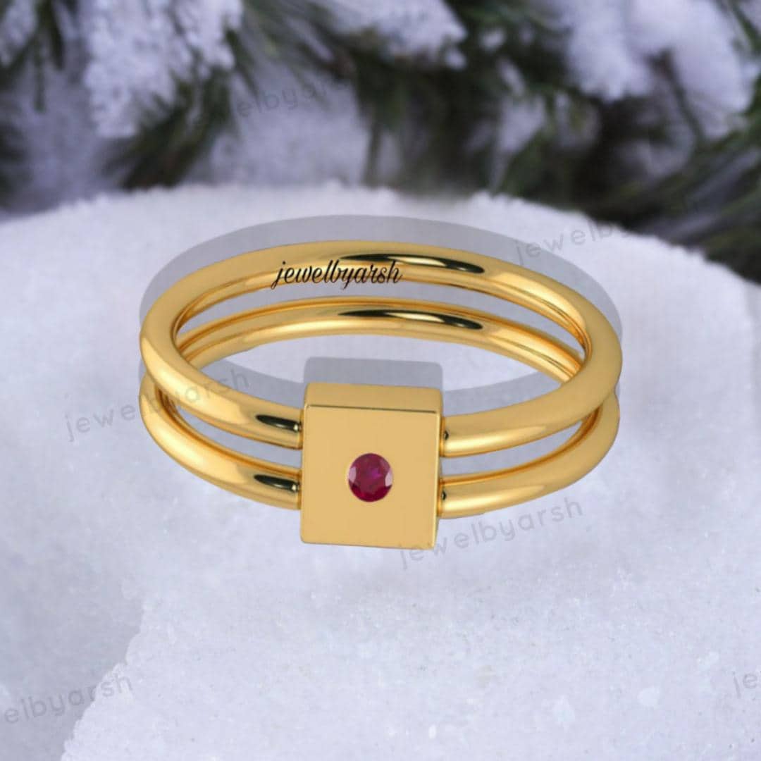 Round Ruby Engagement Ring, Antique 14K Yellow Gold Ring, Elegant Antique Wedding Ring, Promise Gift For Her,