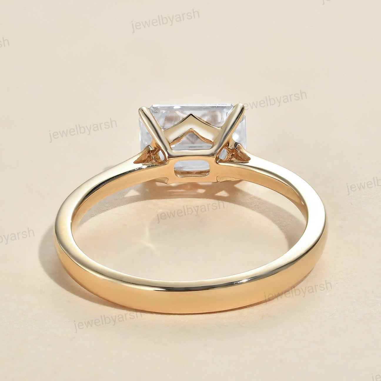 Baguette Cut Moissanite Ring: Solitaire Bridal Promise Ring, Christmas Gifts