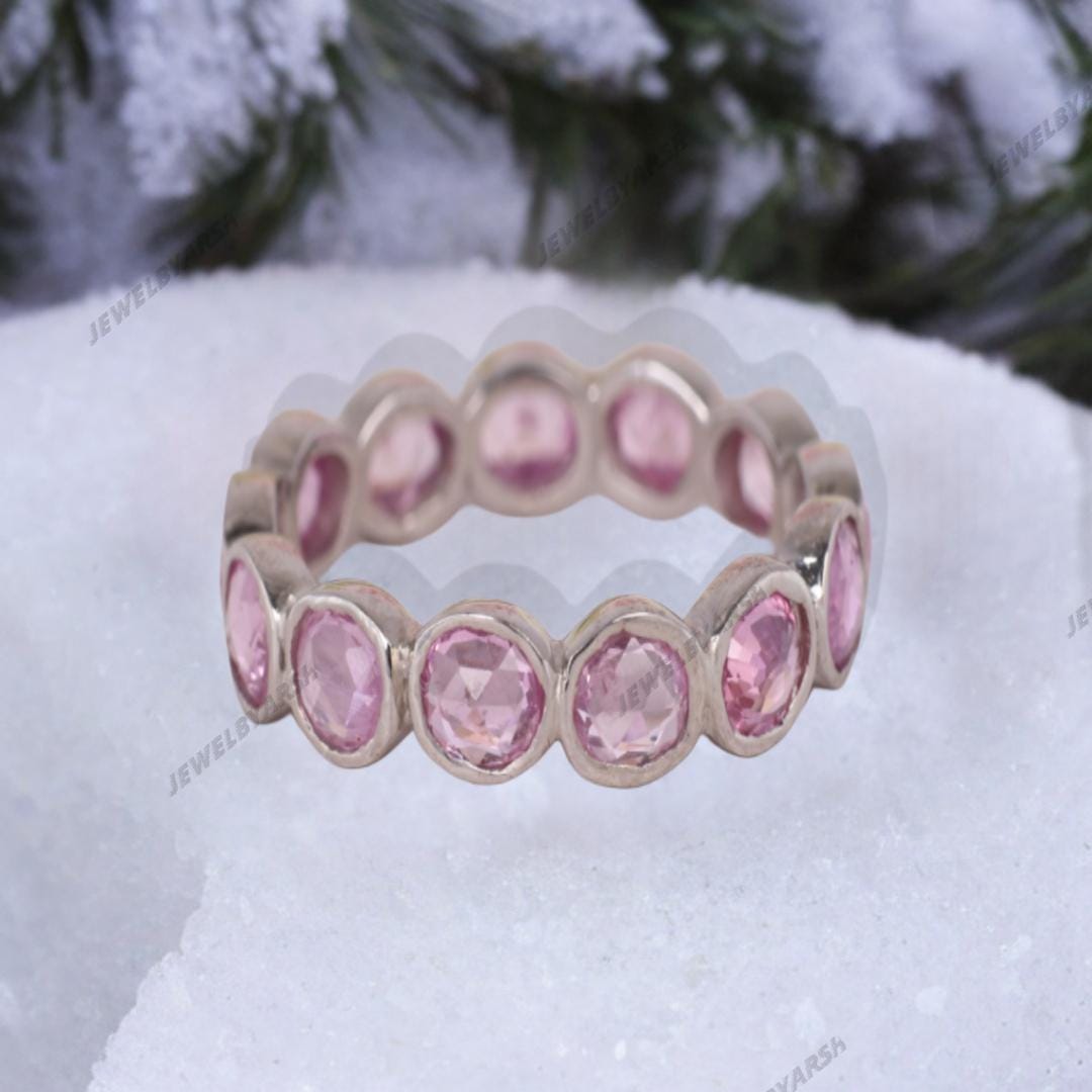 Pink Sapphire Full Eternity Band: September Birthstone Stacking Ring
