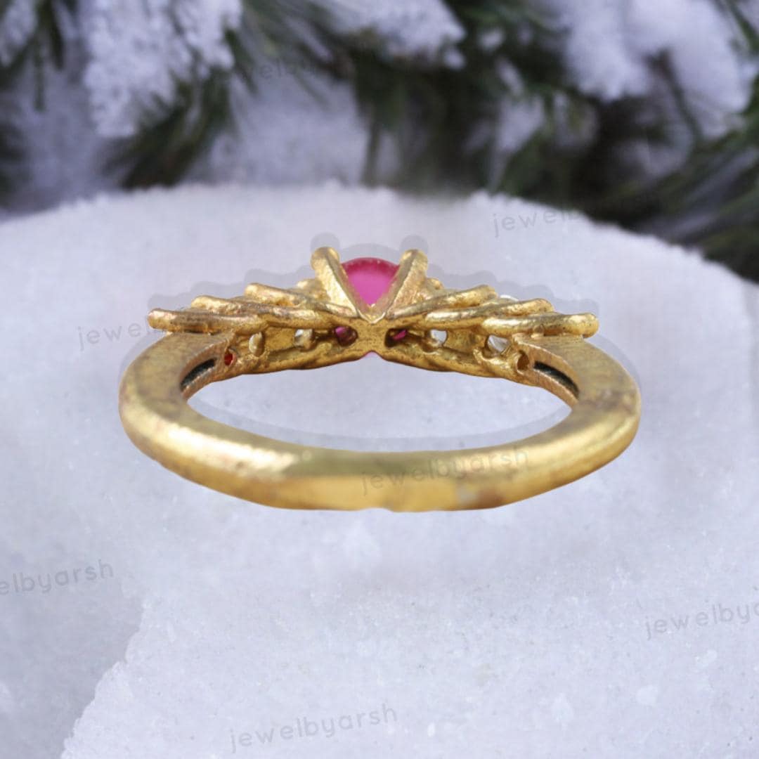 Silver Jewelry | Handmade Jewelry | Ruby Ring | CZ Diamond Ring | Anniversary Ring | Promise Ring