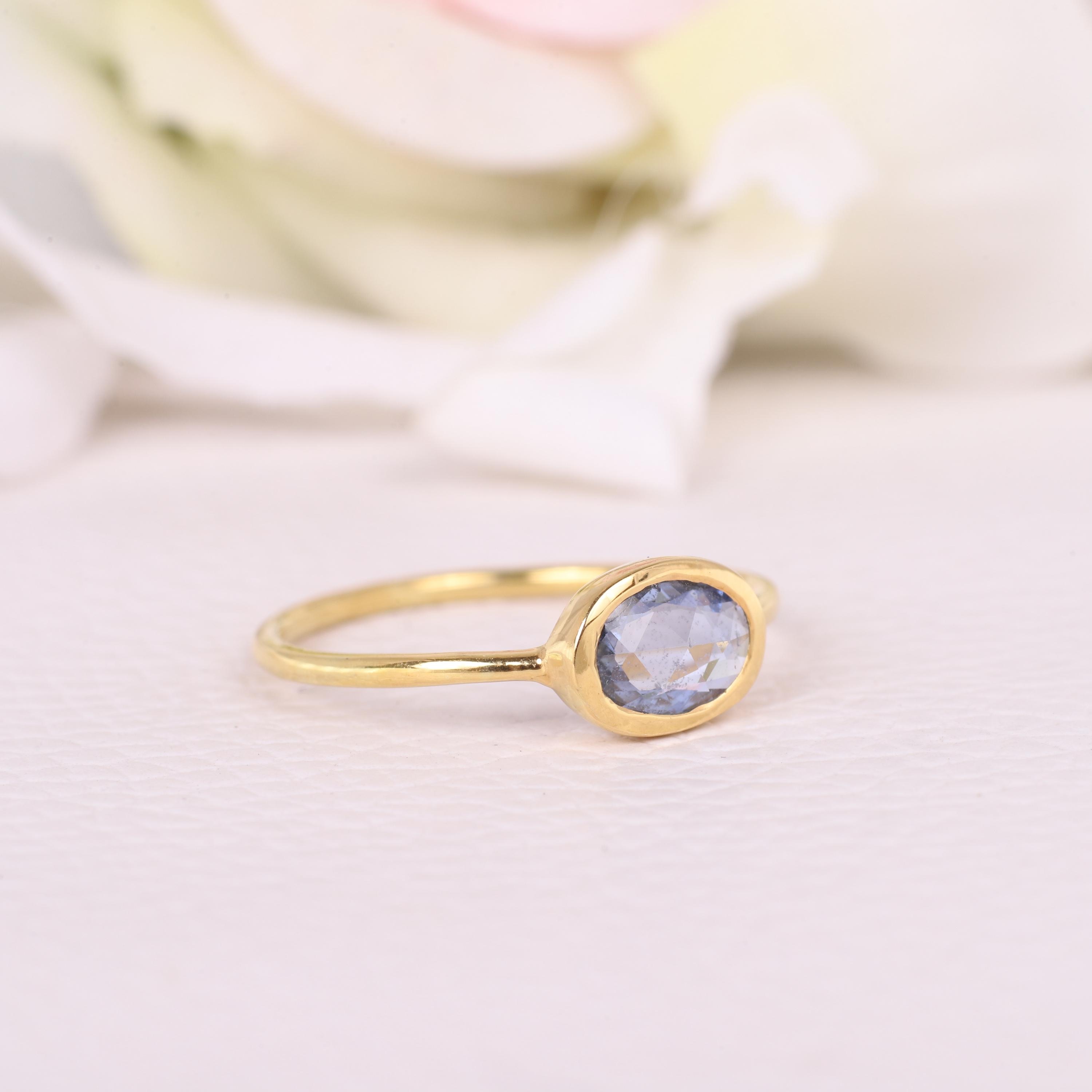 Dainty Oval Aquamarine Gold Ring â€¢ March Birthstone