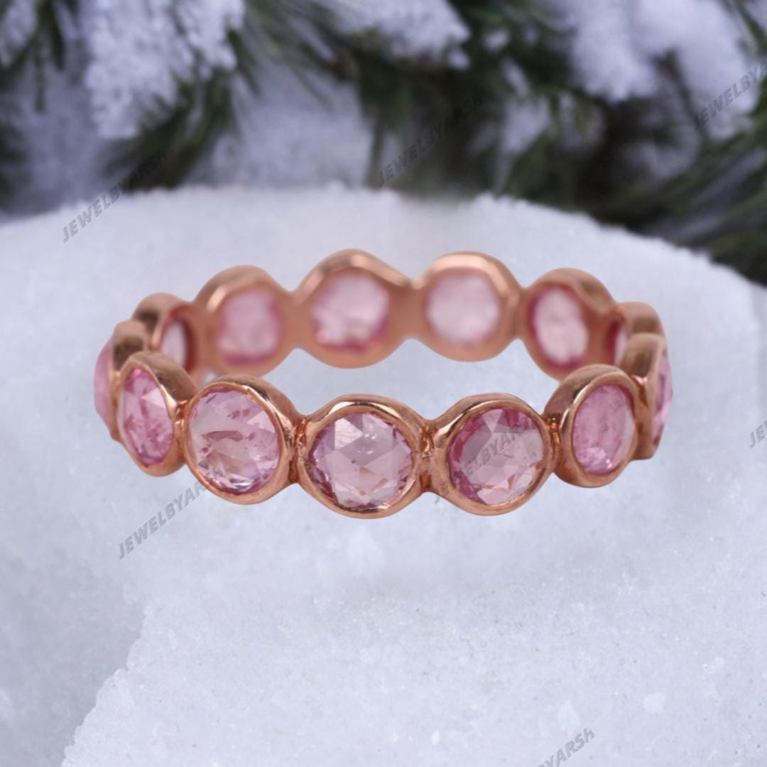 Pink Sapphire Full Eternity Band: September Birthstone Stacking Ring