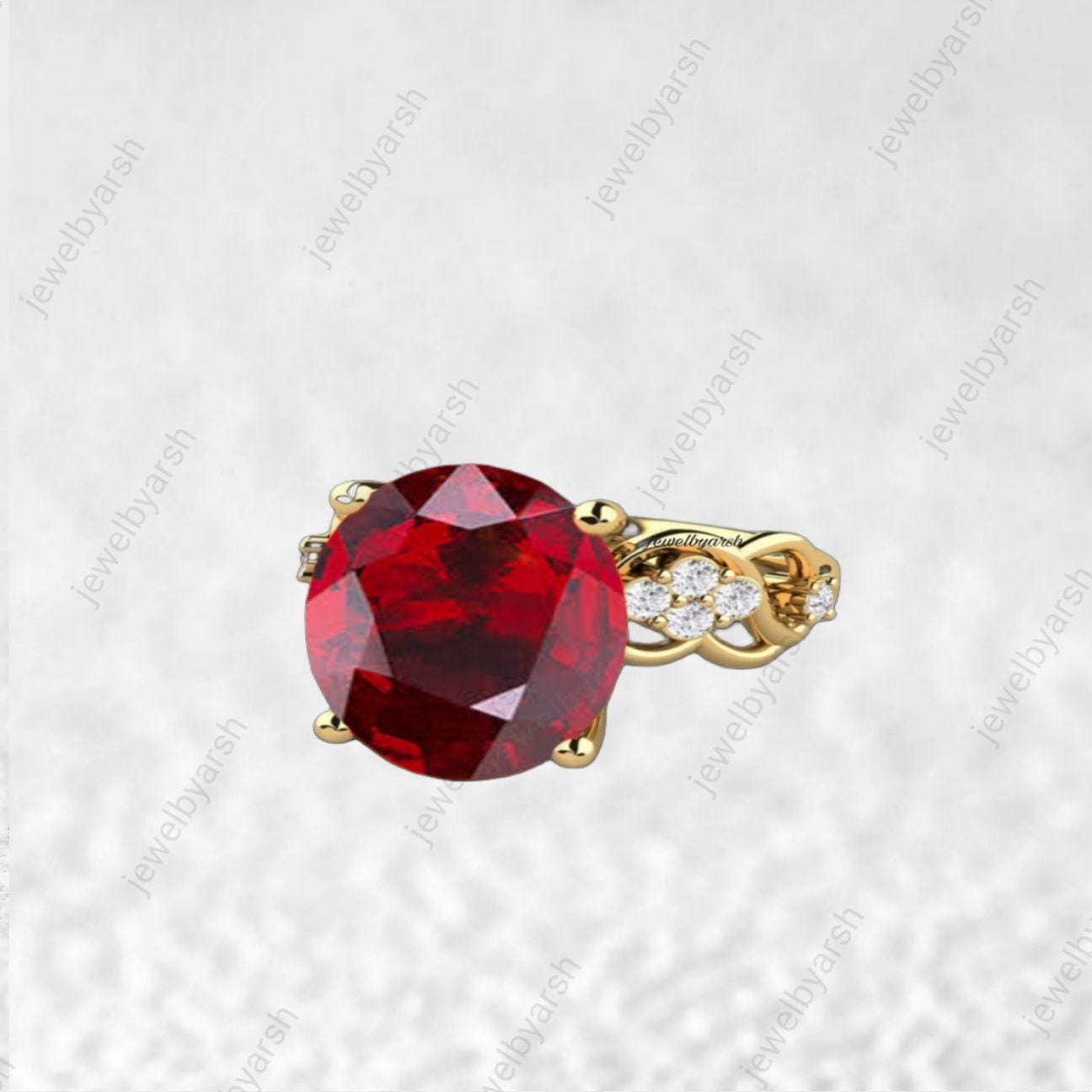 Oval Ruby Ring In Gold Plated 925 Sterling Silver, 1ct Lab Created Ruby, CZ Diamond Accent