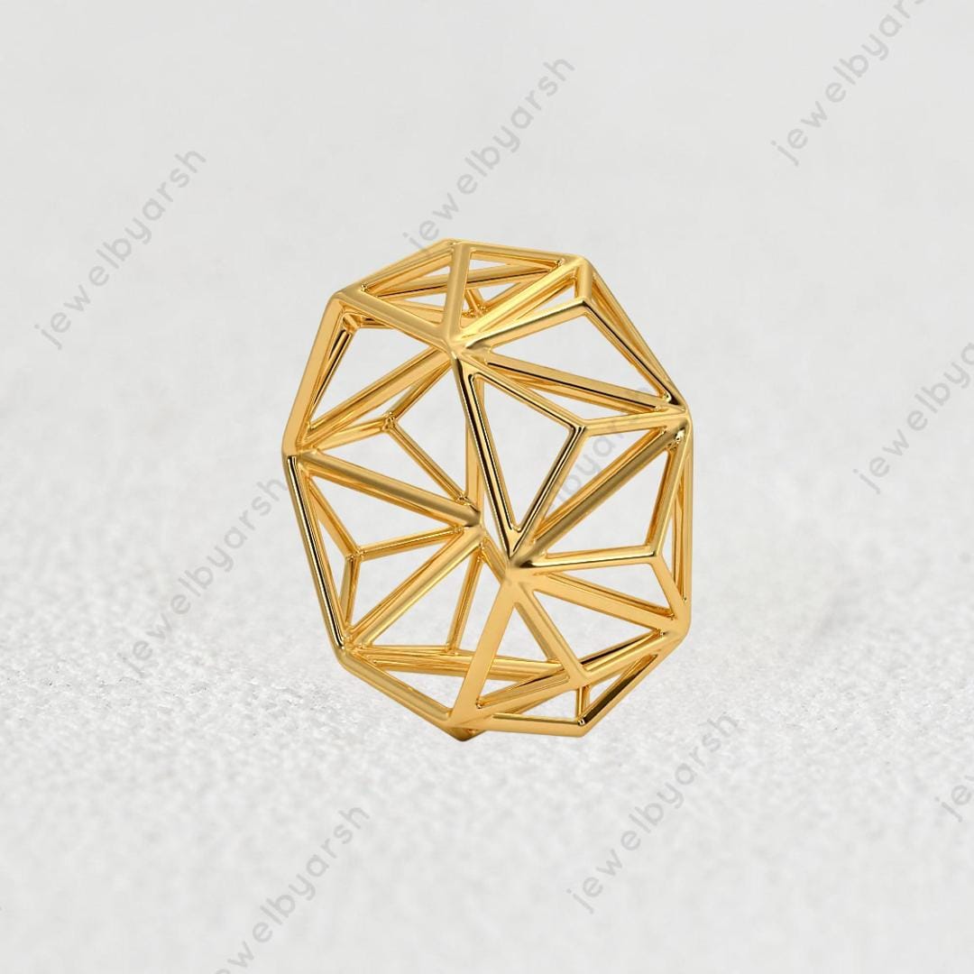 Unique Design Ring , Yellow Gold Ring,  Jaali Pattern Modern Ring, Wedding Engagement Gold Ring , Birthday Gift Ring For Love,