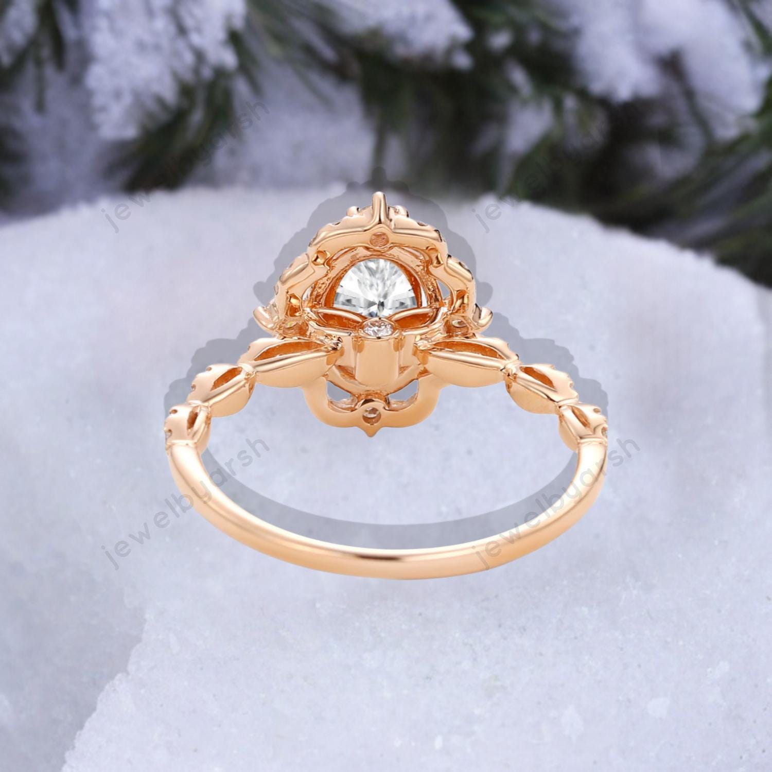 Halo Moissanite Ring, Round 5mm Moissanite Engagement Ring, Modern Wedding Ring, CZ Diamond Halo Ring, 925 Sterling Silver Jewelry