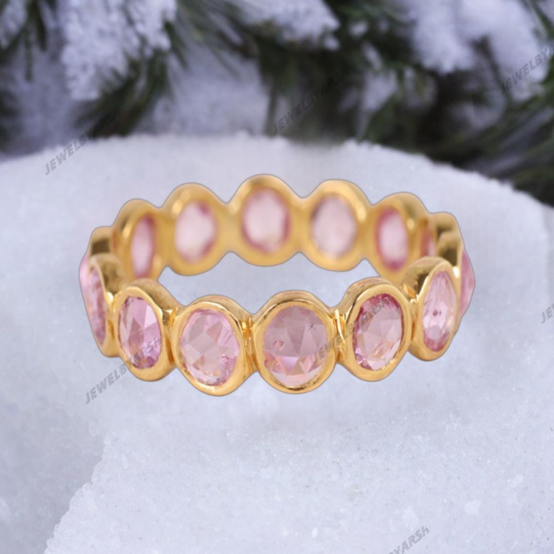 Pink Sapphire Full Eternity Band: September Birthstone Stacking Ring