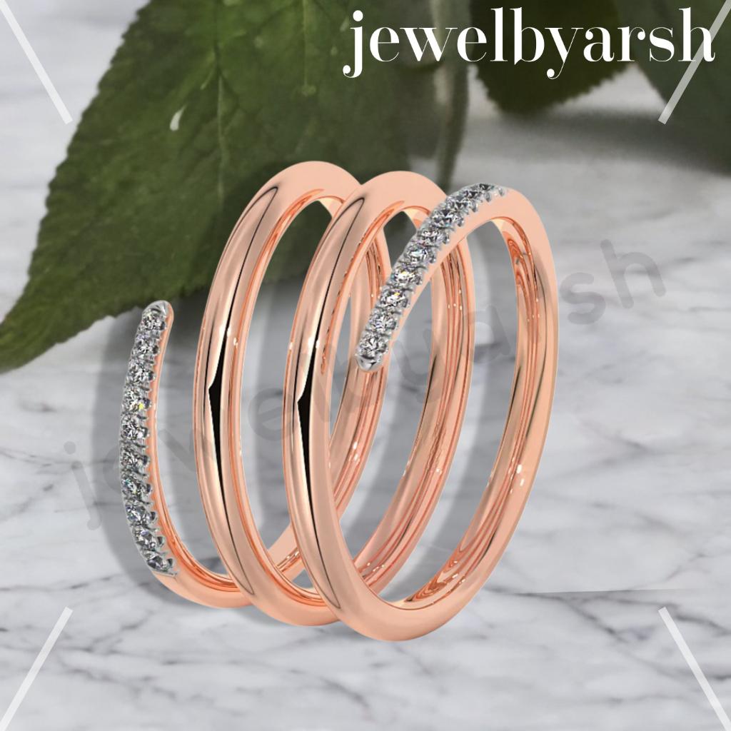 Spiral Diamond Ring â€“ Open Adjustable Ring With Diamonds On Both Ends, Minimalist Gold Spiral Ring, Modern Handmade Jewelry