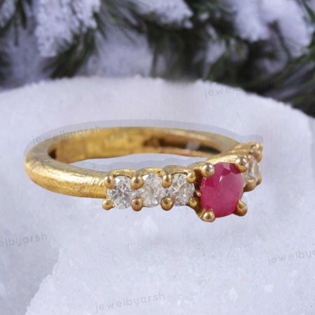 Silver Jewelry | Handmade Jewelry | Ruby Ring | CZ Diamond Ring | Anniversary Ring | Promise Ring