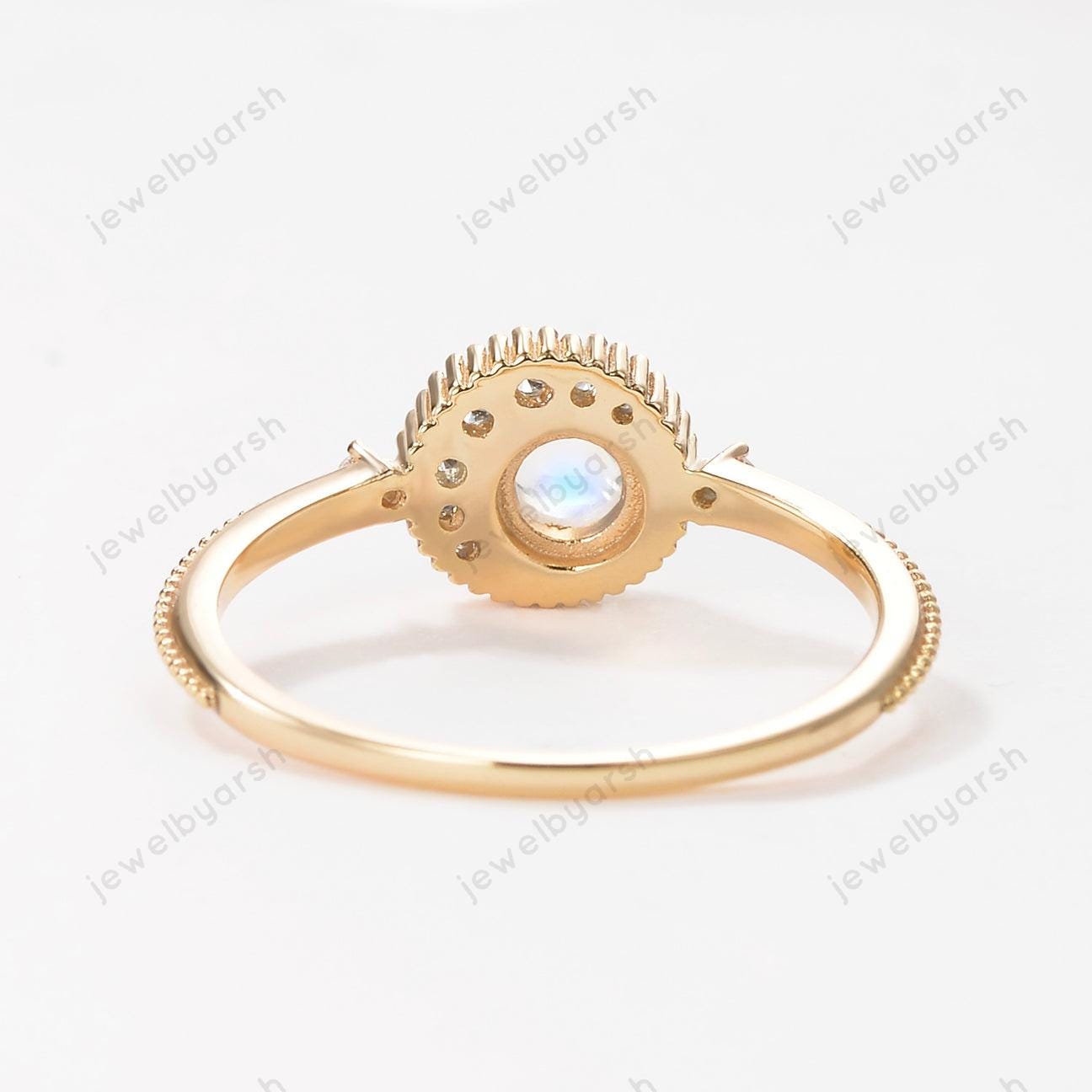 Vintage Moonstone Ring: 10k Yellow Gold Plated Sterling Silver, June Birthstone