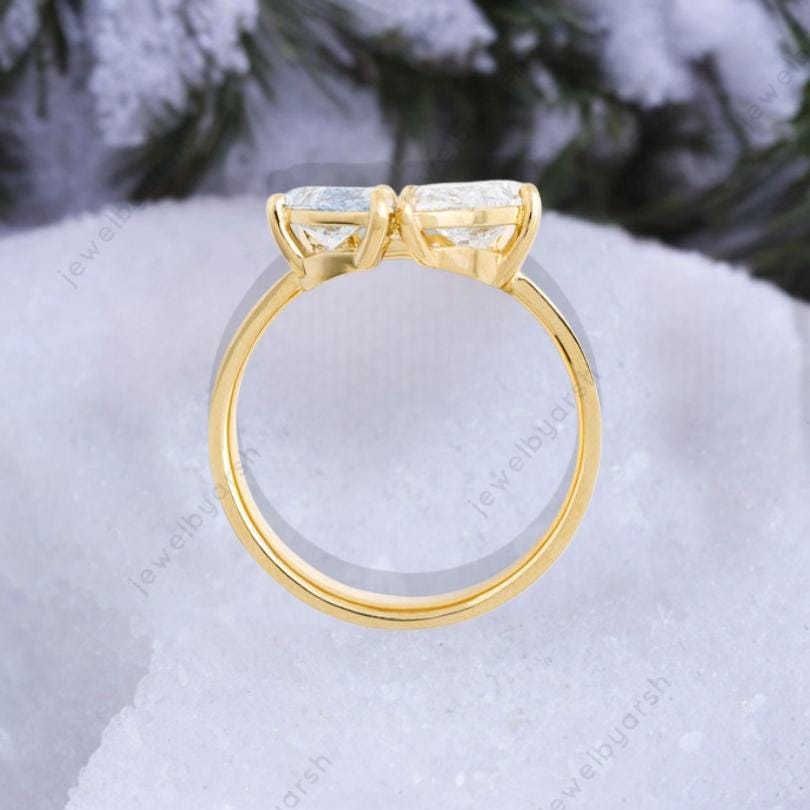 Yellow Gold Moissanite Pear Signet Ring â€¢ Unisex Minimalist Style